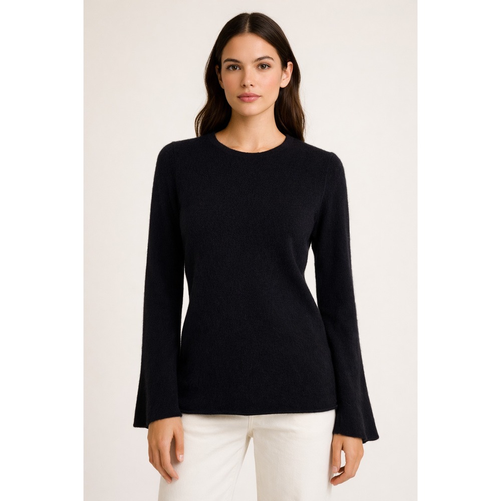 AQUA Cashmere Sweater Flare Sleeves Women's XS  Crewneck Minimalist Classic Chic